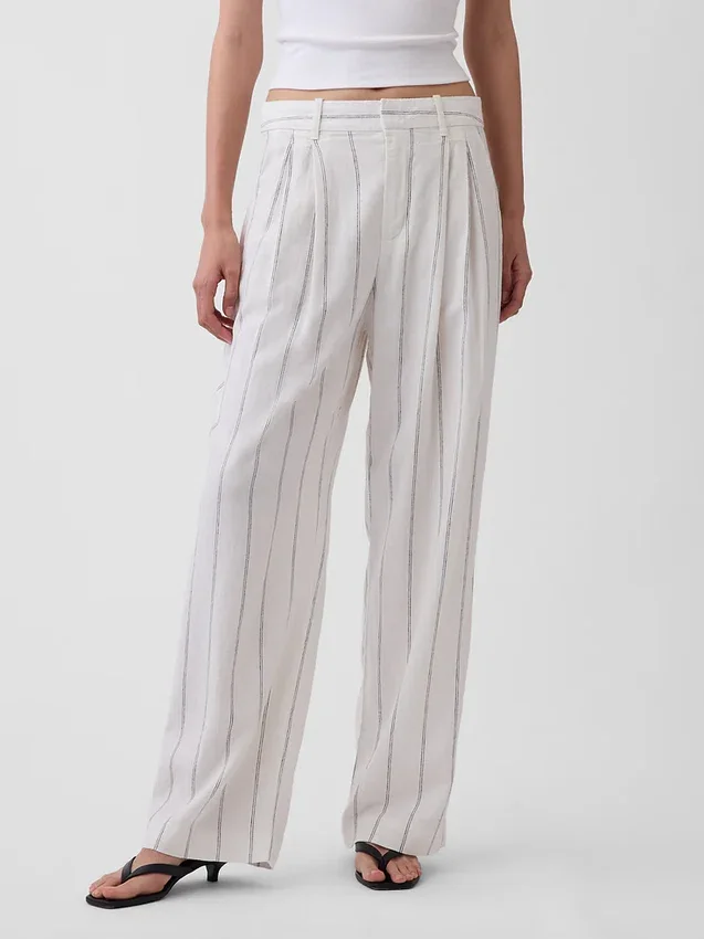 Pantalon taille haute 365 en mélange de lin