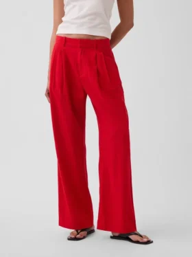 Pantalon taille haute 365 en mélange de lin