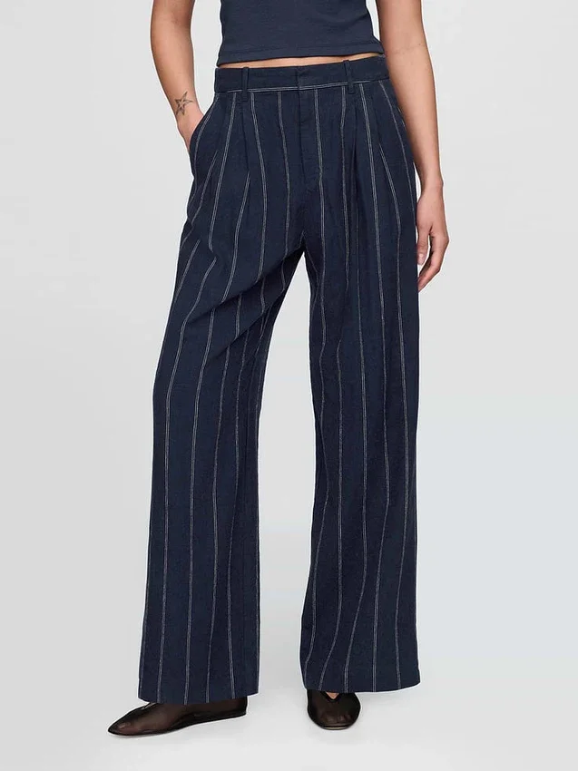 Pantalon taille haute 365 en mélange de lin