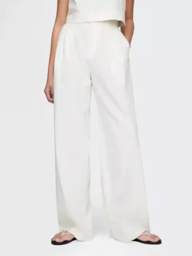 Pantalon taille haute 365 en mélange de lin