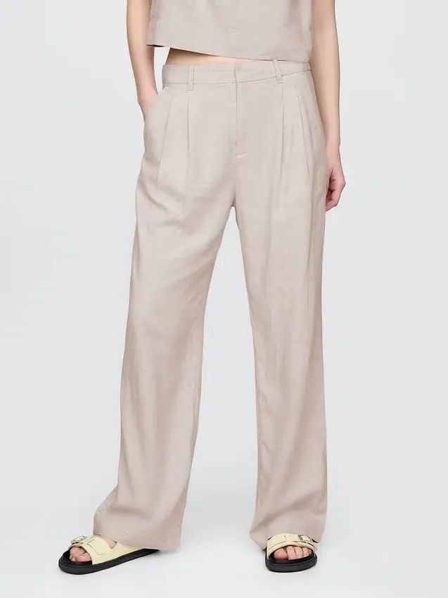 Pantalon taille haute 365 en mélange de lin