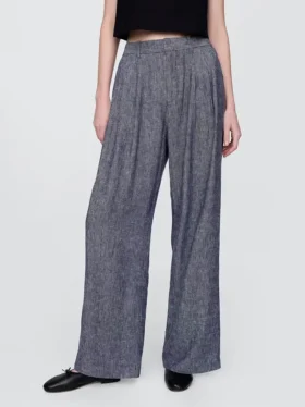 Pantalon taille haute 365 en mélange de lin