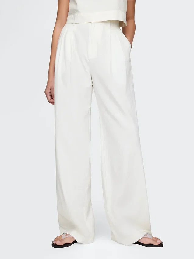 Pantalon taille haute 365 en mélange de lin