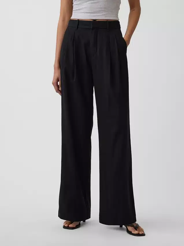 Pantalon taille haute 365 en mélange de lin