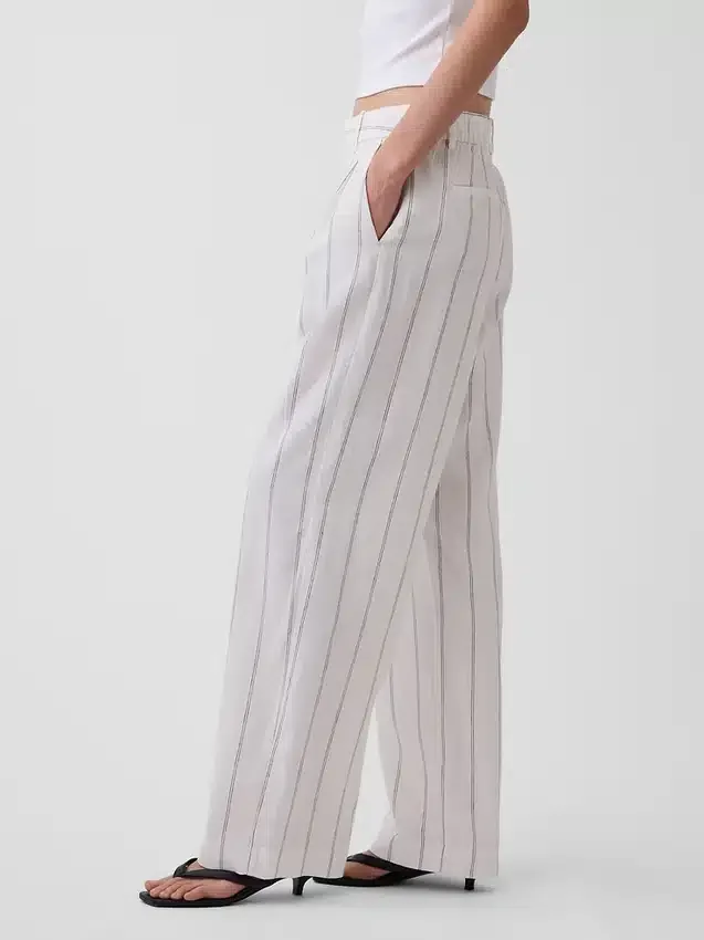 Pantalon taille haute 365 en mélange de lin