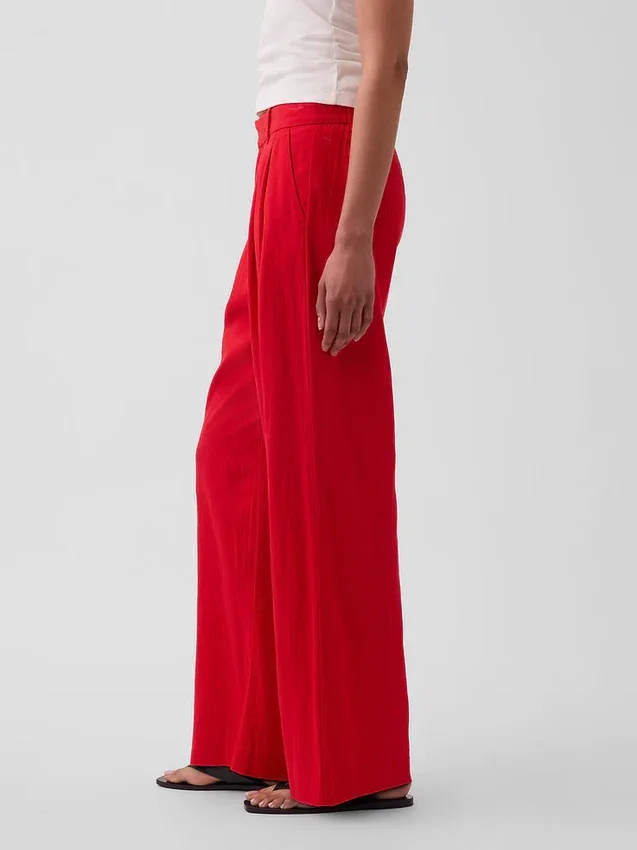 Pantalon taille haute 365 en mélange de lin