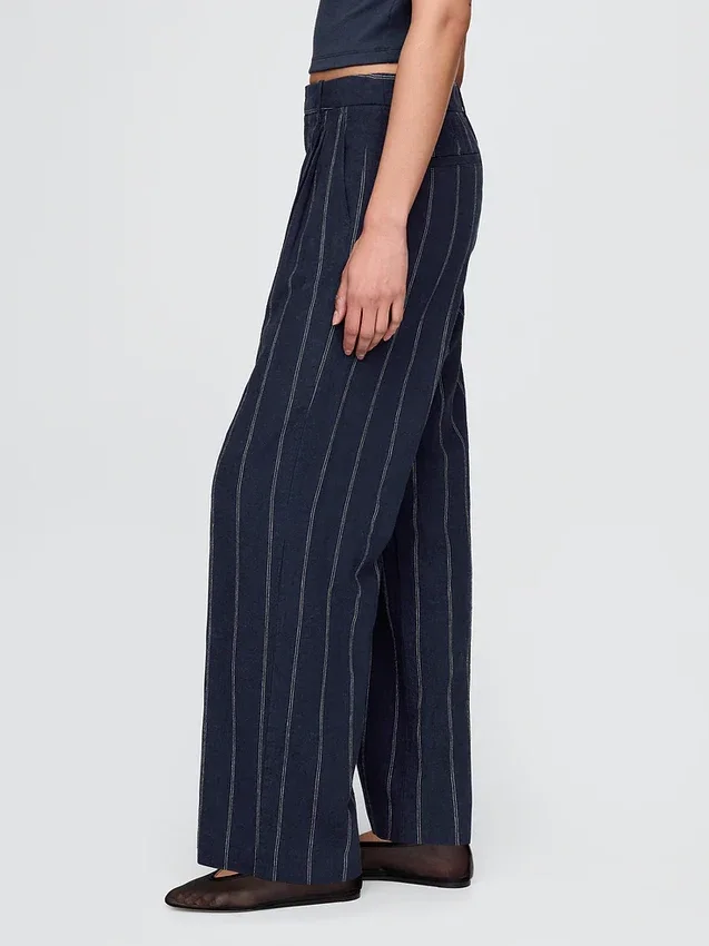 Pantalon taille haute 365 en mélange de lin