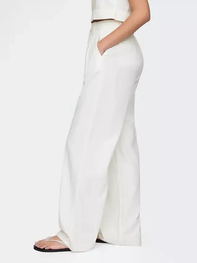 Pantalon taille haute 365 en mélange de lin