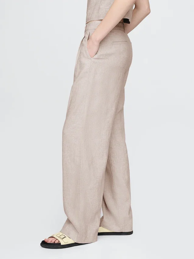 Pantalon taille haute 365 en mélange de lin