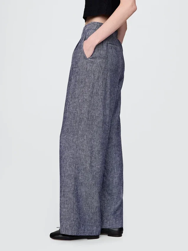 Pantalon taille haute 365 en mélange de lin