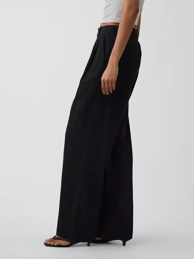 Pantalon taille haute 365 en mélange de lin