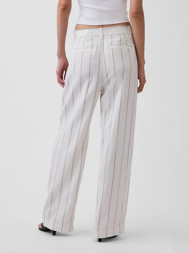 Pantalon taille haute 365 en mélange de lin