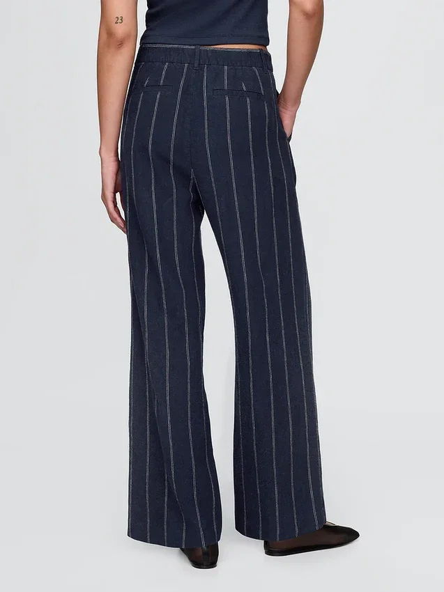 Pantalon taille haute 365 en mélange de lin