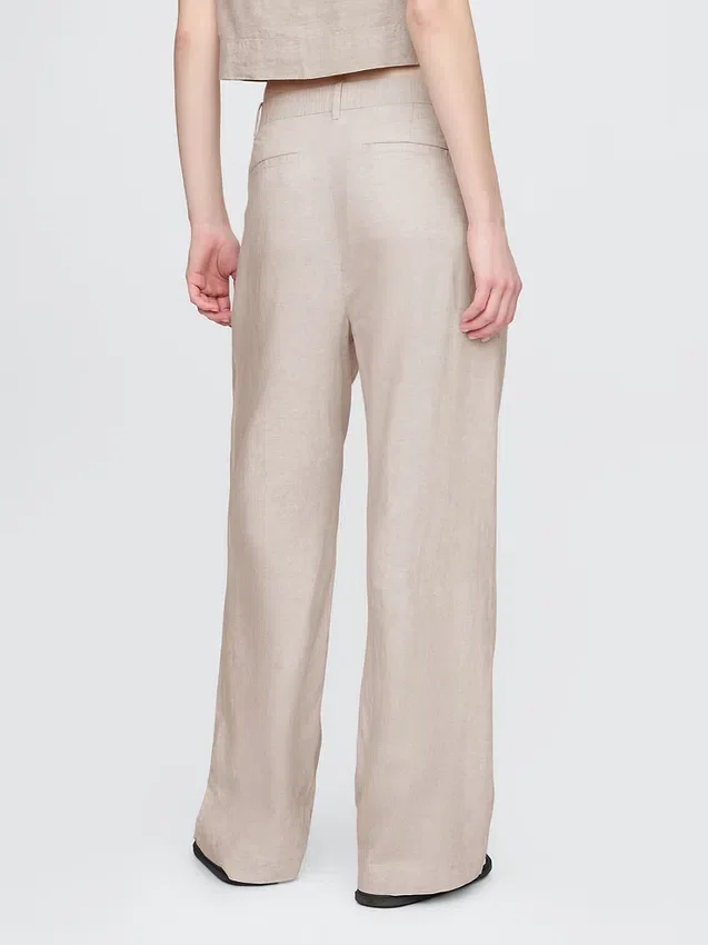 Pantalon taille haute 365 en mélange de lin