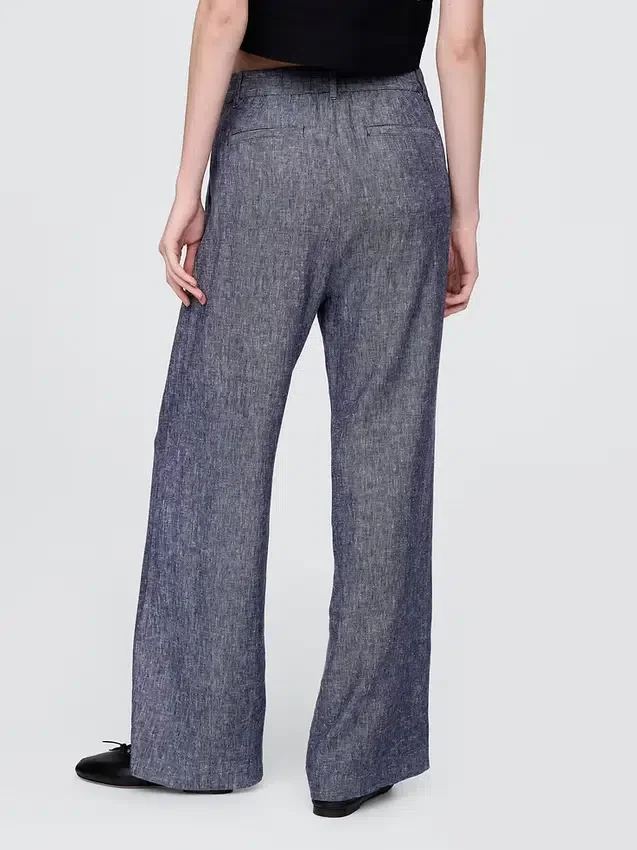 Pantalon taille haute 365 en mélange de lin