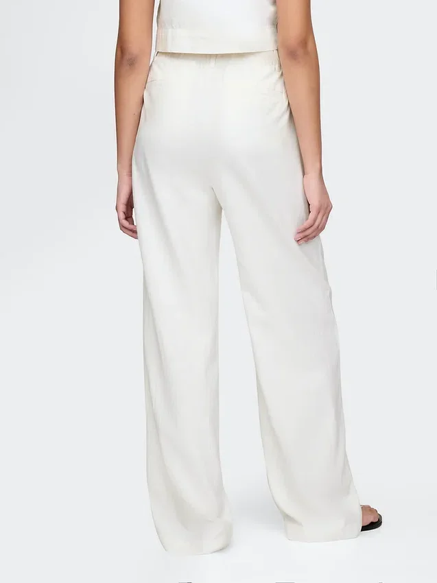 Pantalon taille haute 365 en mélange de lin