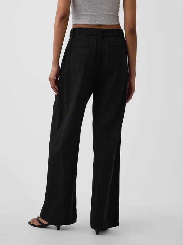 Pantalon taille haute 365 en mélange de lin