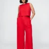 Pantalon taille haute 365 en mélange de lin