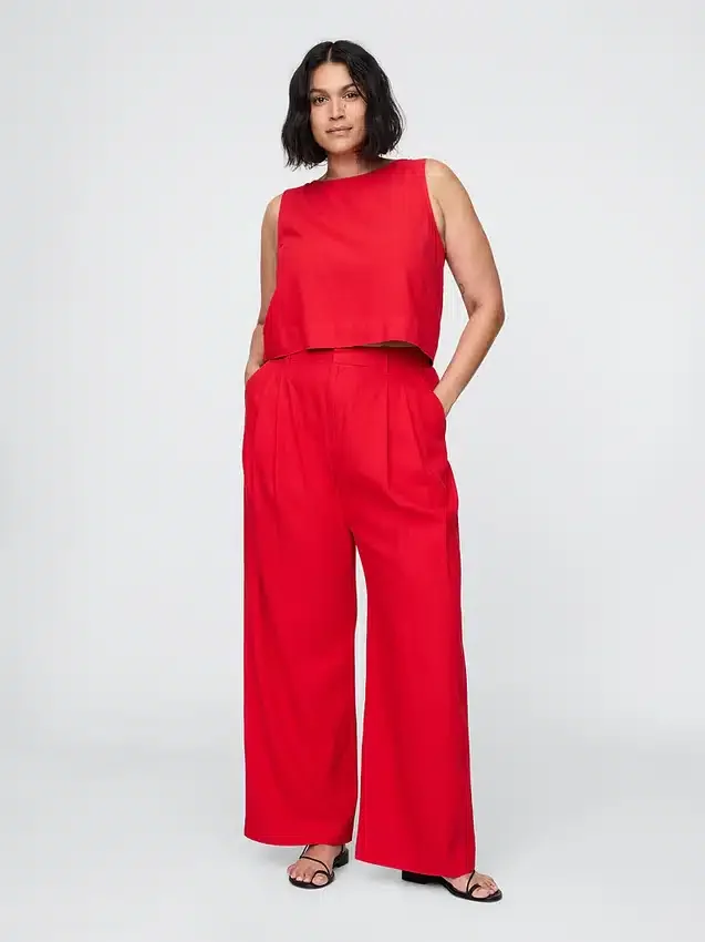 Pantalon taille haute 365 en mélange de lin
