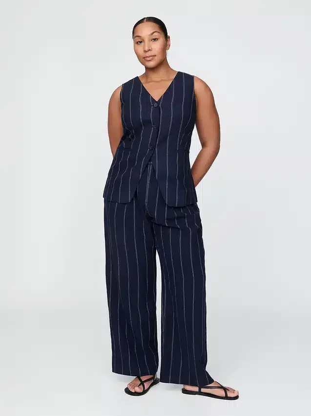 Pantalon taille haute 365 en mélange de lin