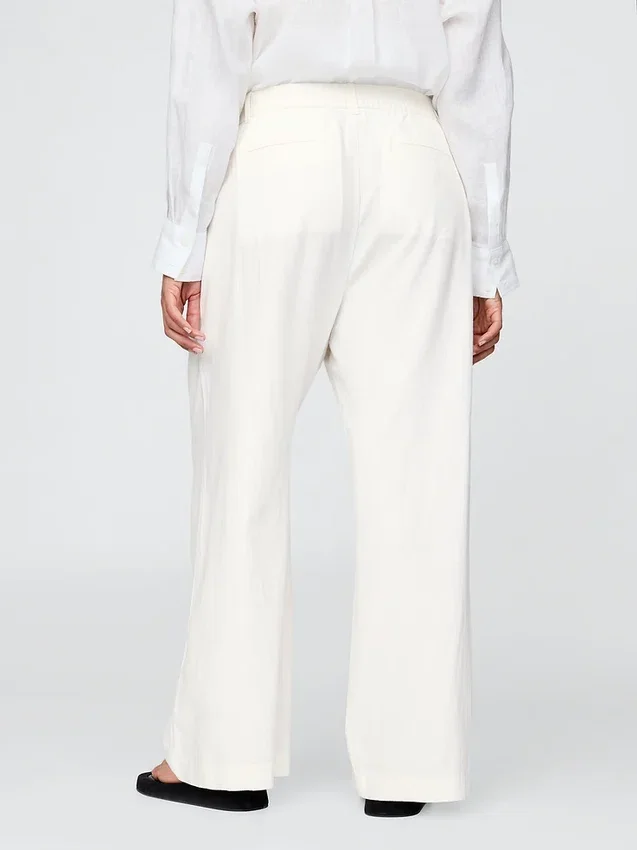 Pantalon taille haute 365 en mélange de lin