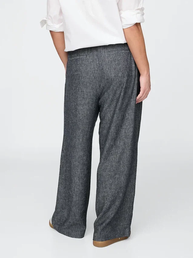 Pantalon taille haute 365 en mélange de lin