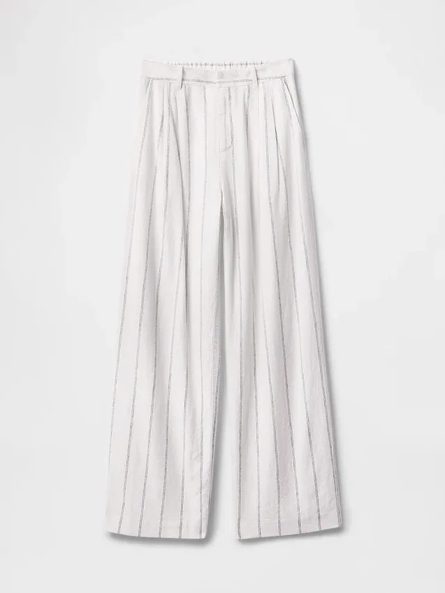 Pantalon taille haute 365 en mélange de lin