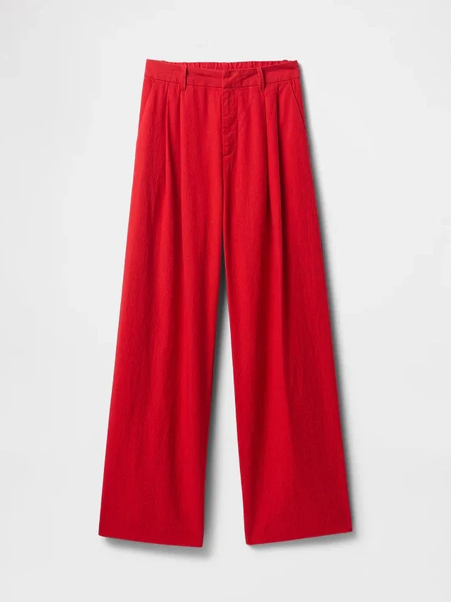 Pantalon taille haute 365 en mélange de lin