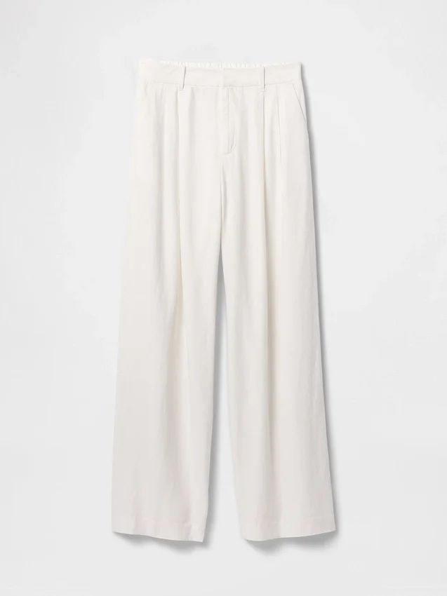 Pantalon taille haute 365 en mélange de lin