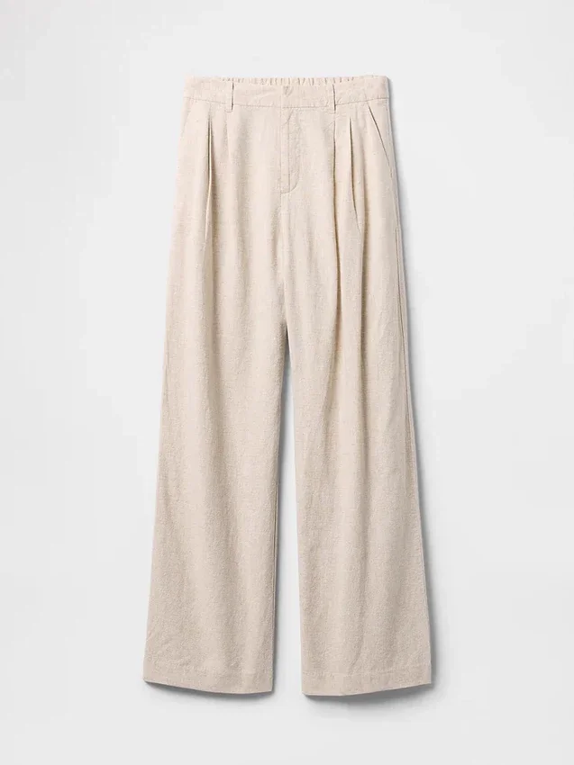 Pantalon taille haute 365 en mélange de lin