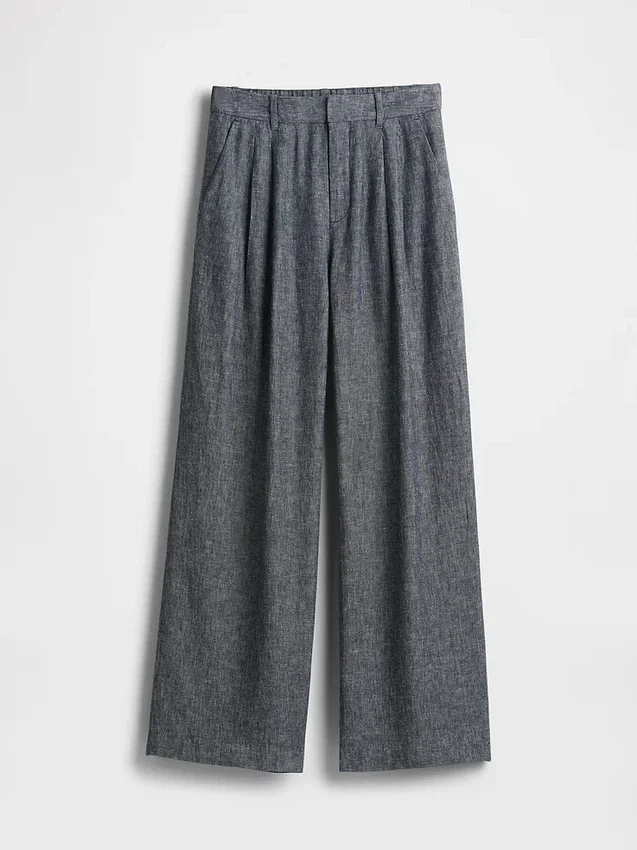 Pantalon taille haute 365 en mélange de lin