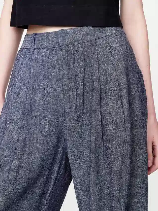 Pantalon taille haute 365 en mélange de lin