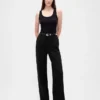 Pantalon à taille haute en double jersey à jambes larges