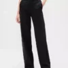 Pantalon à taille haute en double jersey à jambes larges