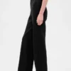 Pantalon à taille haute en double jersey à jambes larges