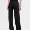 Pantalon à taille haute en double jersey à jambes larges