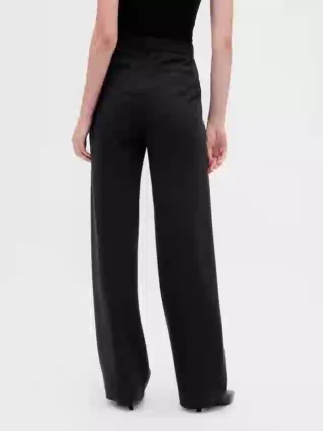 Pantalon à taille haute en double jersey à jambes larges