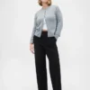Pantalon à taille haute en double jersey à jambes larges