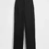 Pantalon à taille haute en double jersey à jambes larges
