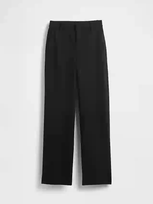 Pantalon à taille haute en double jersey à jambes larges