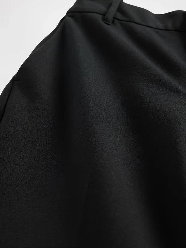 Pantalon à taille haute en double jersey à jambes larges
