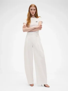 Pantalon à taille haute plissé en arc GAP × Victoria Beckham