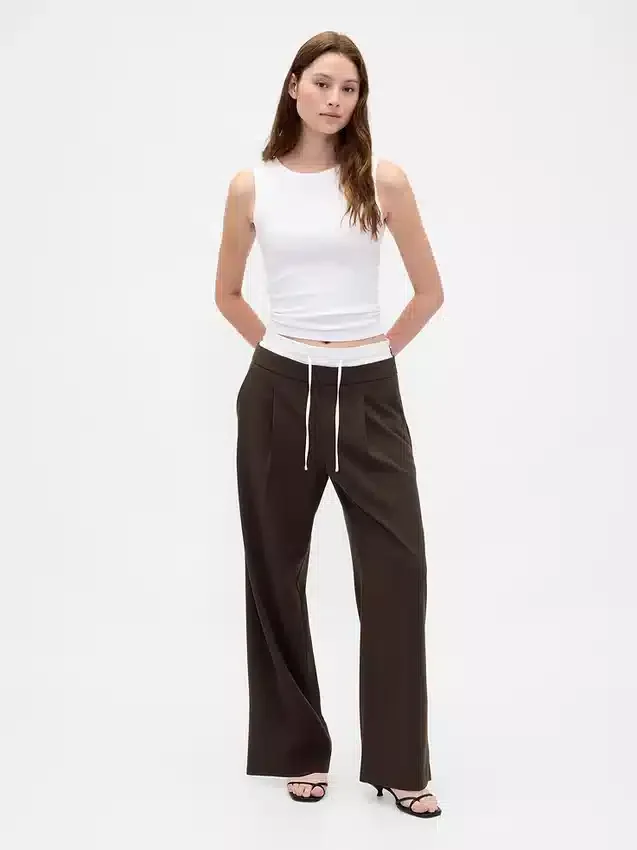 Pantalon taille moyenne à double ceinture
