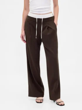 Pantalon taille moyenne à double ceinture