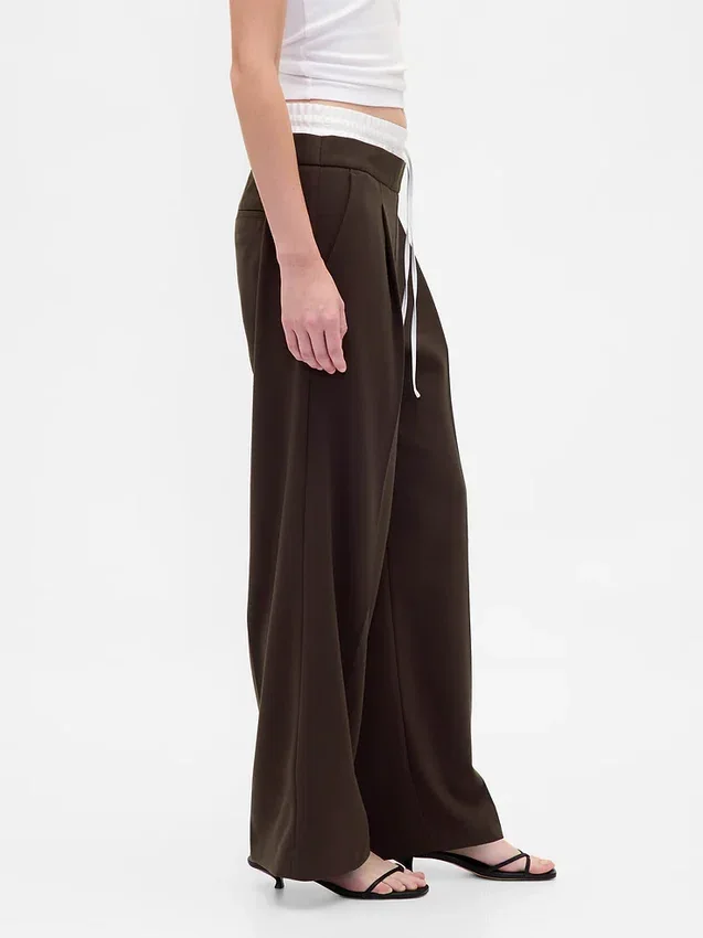 Pantalon taille moyenne à double ceinture