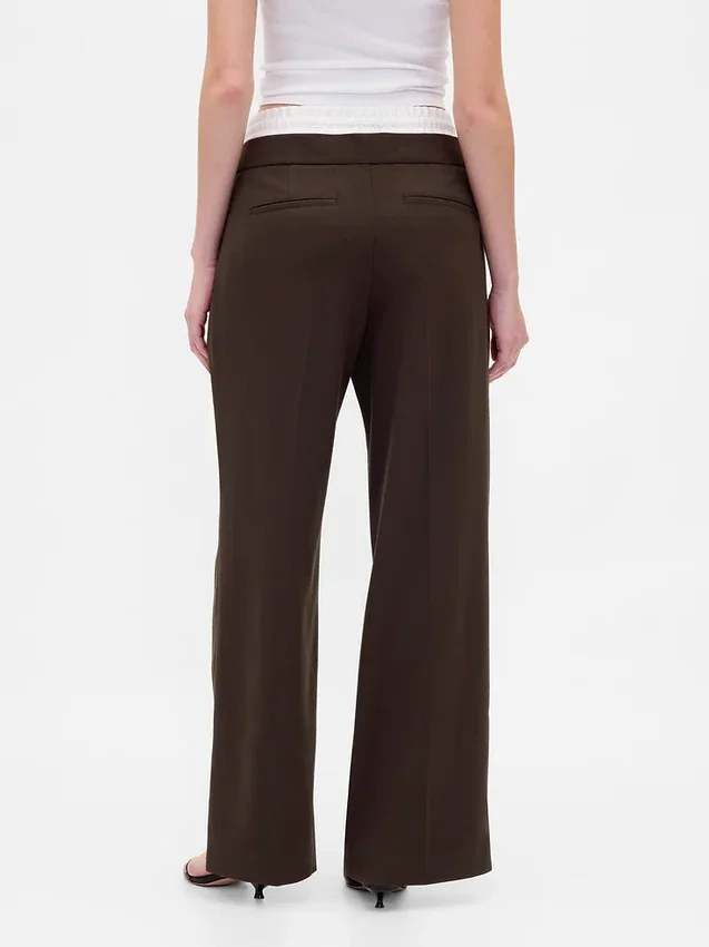 Pantalon taille moyenne à double ceinture