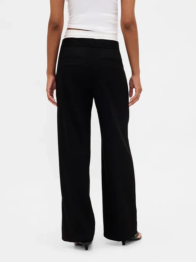 Pantalon taille moyenne à double ceinture