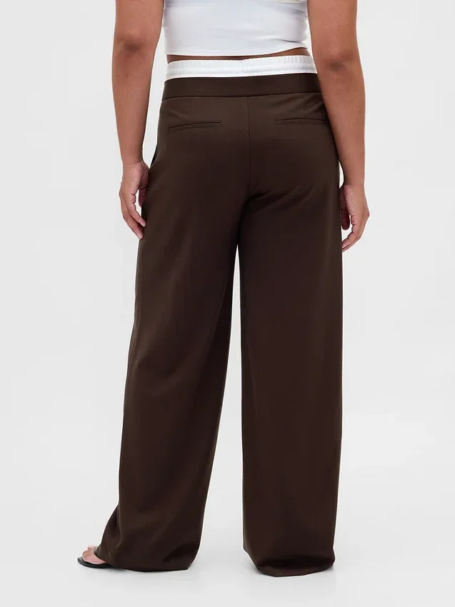 Pantalon taille moyenne à double ceinture
