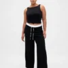 Pantalon taille moyenne à double ceinture