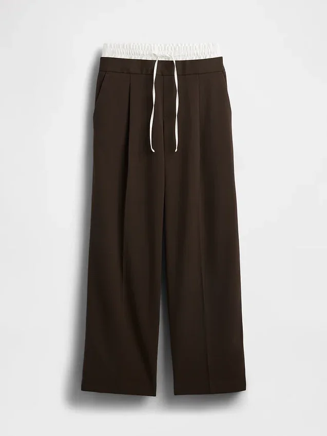 Pantalon taille moyenne à double ceinture